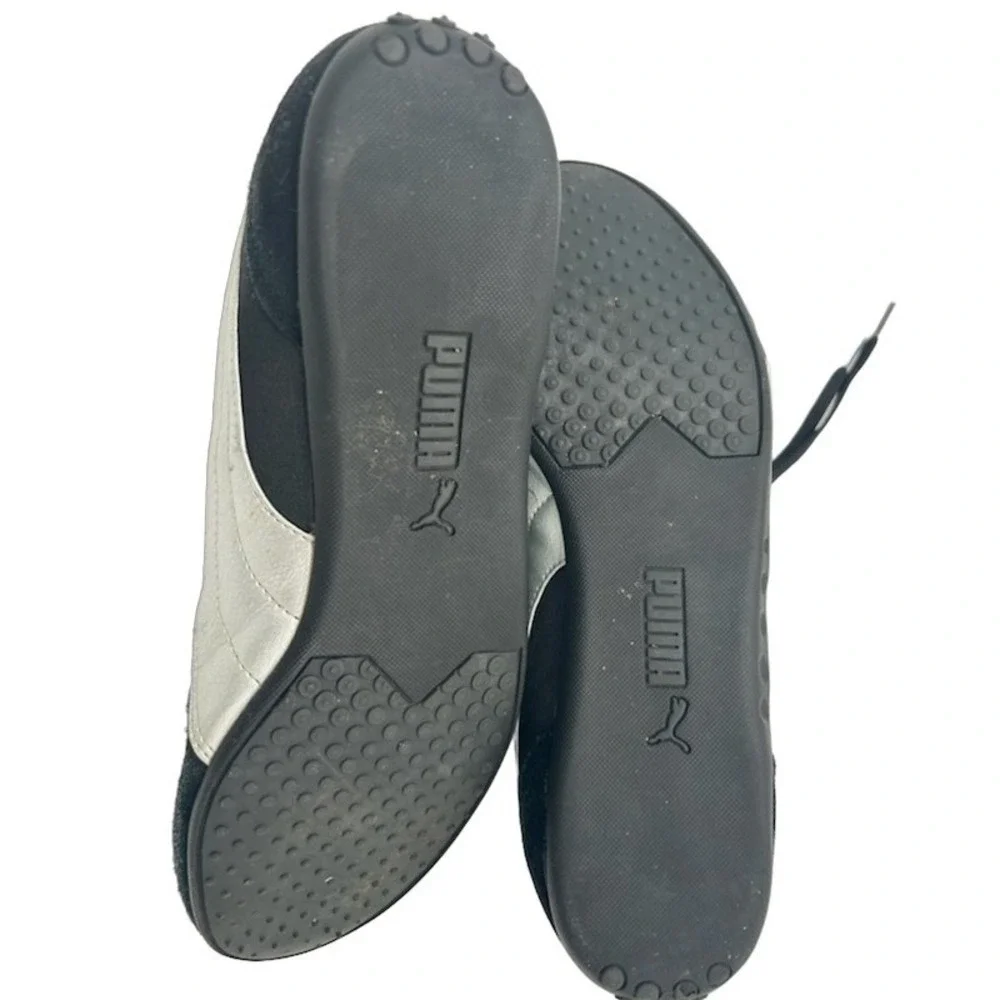 Puma Sneakers Women's Size 8 Black Silver Suede Nylon Low Top Tennis Shoes
